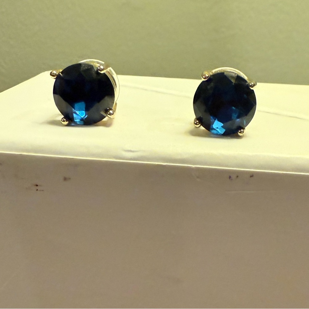 Vintage Y2K KATE SPADE • Navy/Gold Gumdrop Stud Earrings - Picture 2 of 10